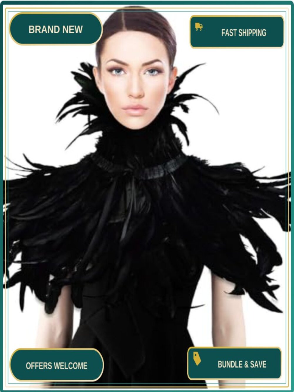 Handmade Feather Collar Shawl Cape Cosplay Costume Accessory